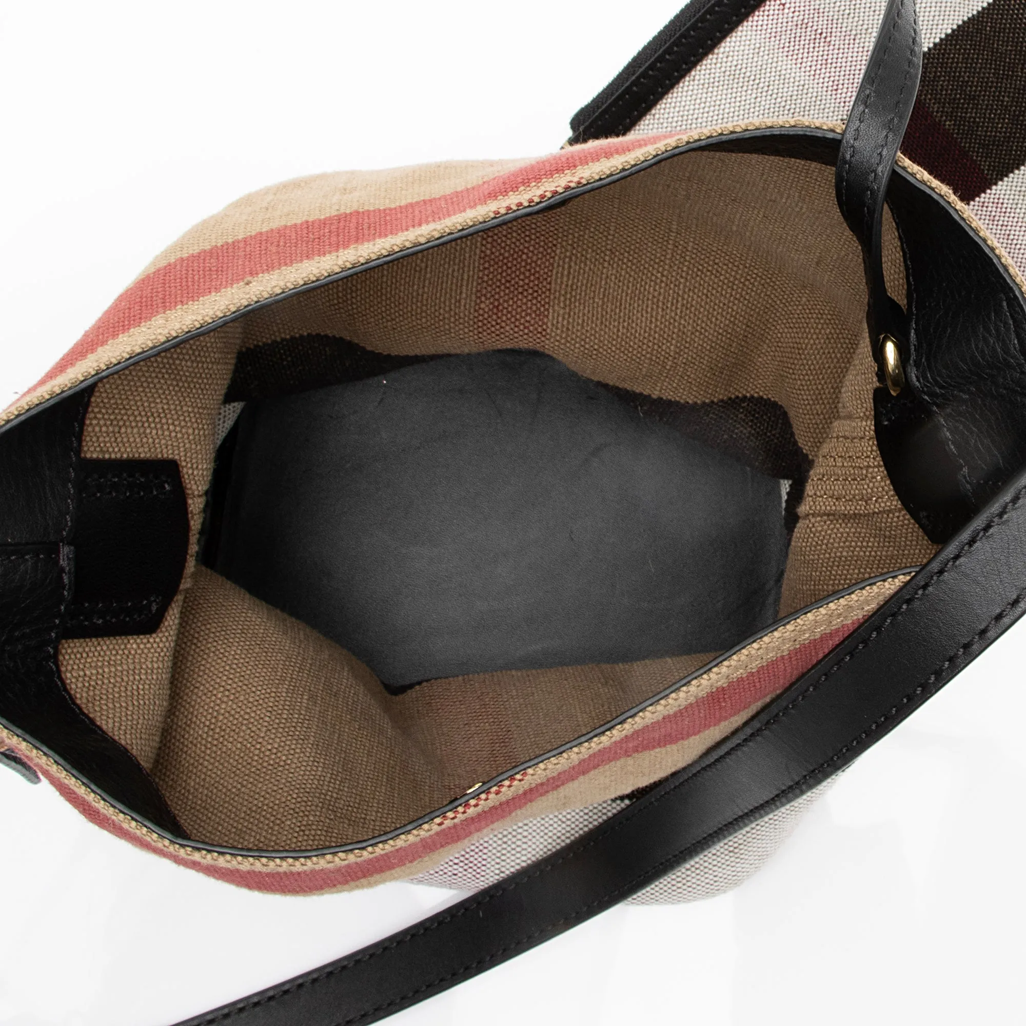 Burberry Canvas Check Ashby Mini Hobo (SHF-23360)